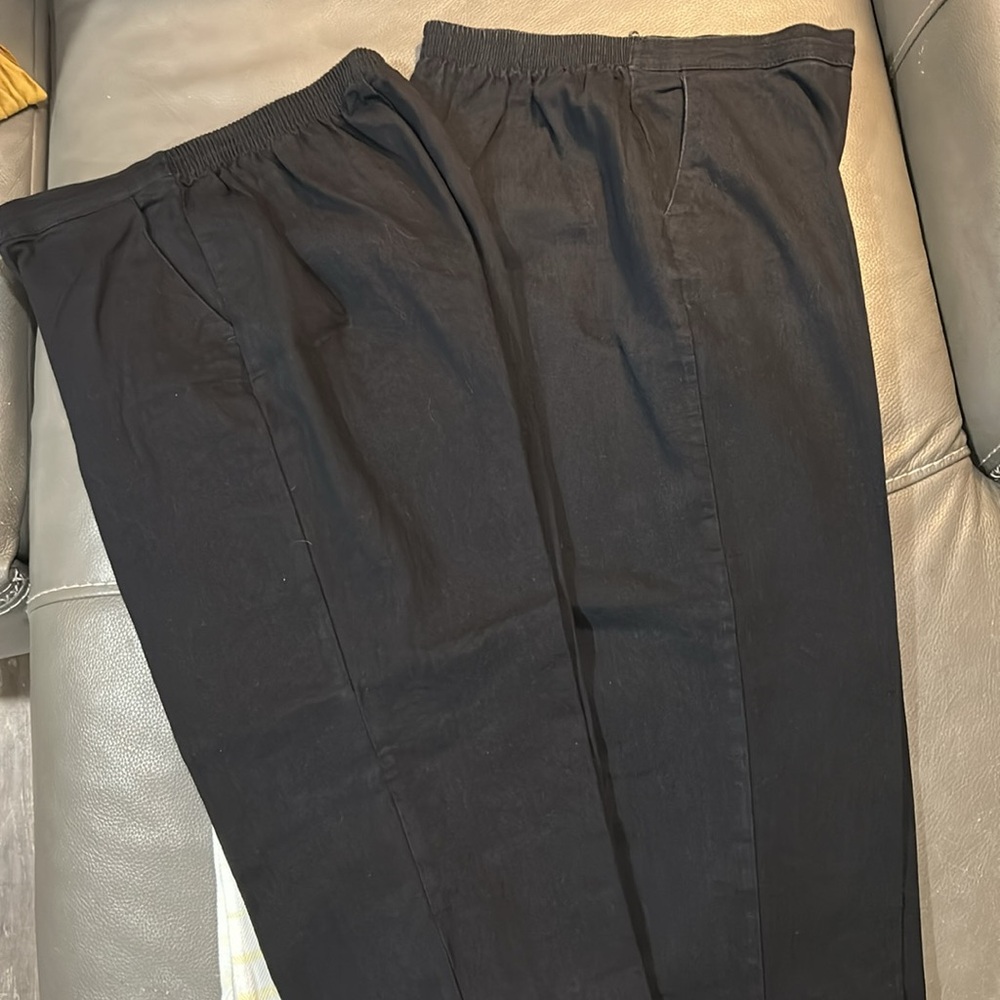 Laura Scott Women's Black Elastic Waist Trousers. SET OF 2, EUC. - Picture 4 of 5